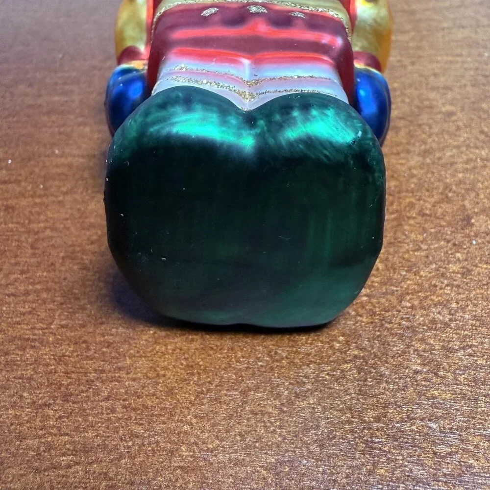 Vintage UT Glass Robot Christmas Ornament Retro Hand Painted‎ Multicolor Glitter
